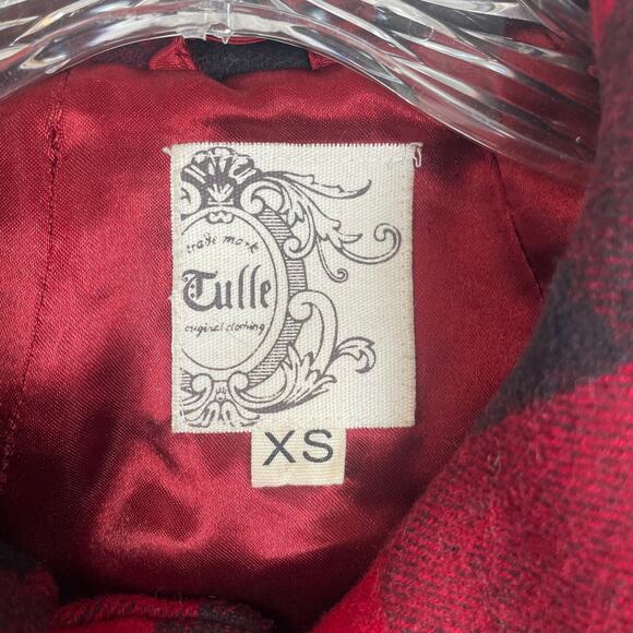 Tulle Red & Black Plaid Coat-Women's Size XS - Picture 5 of 6